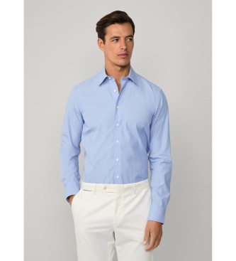 Hackett London para hombre. HM3010471 Camisa City Eoe Texture azul (M), Casual, Poliéster, Manga larga