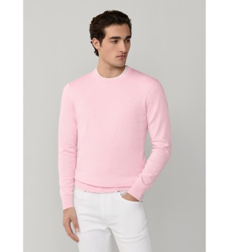 Hackett London para hombre. HM7000114 Jersey Mezcla rosa (M), Casual, Algodón, Manga larga