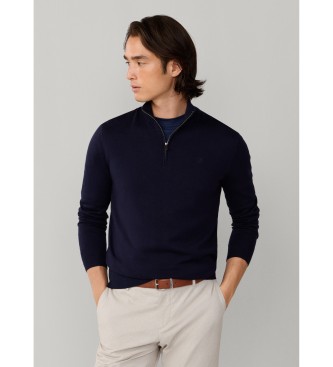 Hackett London para hombre. HM7000137 Jersey Zip marino (XL), Casual, Algodón