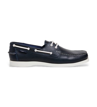 Hackett London para hombre. HMS200081 Mocasines de Piel Deck One marino (43), Plano, Ninguno, Casual