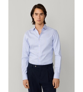 Hackett London para hombre. HM3010648 Camisa Double Face Bengal Str azul Oxford (S), Algodón, Clásico, Manga larga