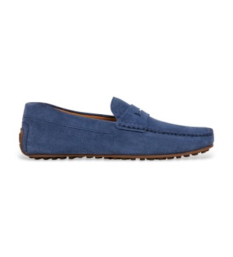 Hackett London para hombre. HMS200080 Mocasines de Piel Driver Saddle marino (43), Azul, Plano, Ninguno, Casual