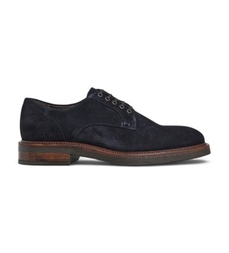 Hackett Londonvoor mannen. HMS21408 Egmont fluwelen marine leren schoenen (40), Leer, Plat, Veters, Casual, Marineblauw