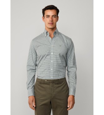 Hackett London para hombre. HM3010474 Camisa Essential Gingham verde (M), Casual, Fiesta, Algodón, Clásico, Manga larga