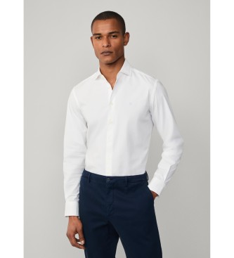 Hackett London para hombre. HM3010359 Camisa popelín teñida en prenda fit tailored blanco (XXL), Casual, Fiesta, Algodón, Clásico, Manga lar