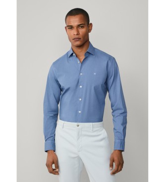 Hackett London para hombre. HM3010359 Camisa ESS GMD Poplin azul (M), Casual, Algodón, Manga larga