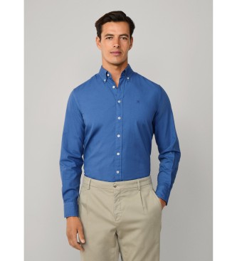 Hackett London para hombre. HM3010508 Camisa Oxford Teñida azul (M), Casual, Fiesta, Algodón, Clásico, Manga larga