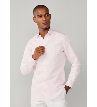 Hackett London para hombre. HM3010691 Camisa ESS Linen Bengal rosa (XL), Casual, Algodón, Clásico, Manga larga
