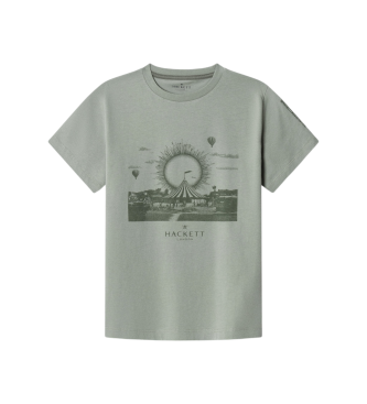 Hackett London para niño. HK5000023 Camiseta Festival verde (9Años= 134cm), Casual, Algodón, Manga corta, moda infantil