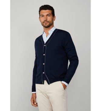Hackett London para hombre. HM7000002 Cardigan GMD Merino Silk marino (M), Casual, Algodón