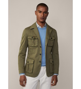 Hackett London para hombre. HM443420 Chaqueta Safari verde (42/34), Casual, Algodón, Manga larga