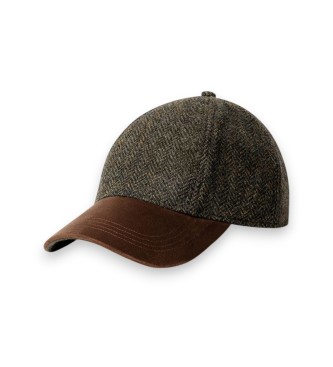 Hackett London für Herren. HM0400114 Hbone Tartan Kappe grün (OSFA), Lässig, Wolle, Klassisch