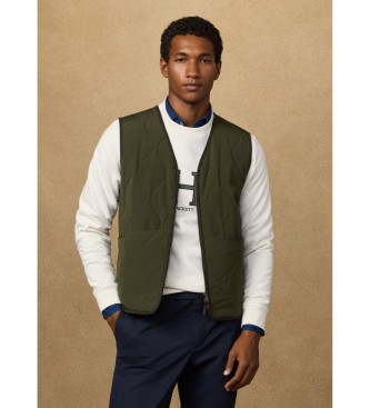 Hackett London para hombre. HM4000097 Chaleco acolchado trail verde (S), Clásico, Poliéster