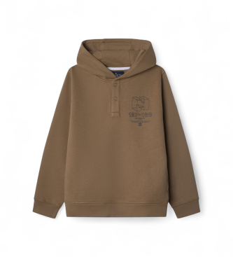 Hackett London para niño. HK5800009 Sudadera Box marrón (13Años= 157cm), Casual, Algodón, Poliéster, moda infantil