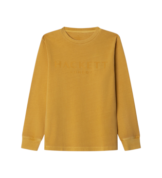 Hackett London para niño. HK5000002 Camiseta Logo amarillo (13Años= 157cm), Casual, Algodón, Manga larga, moda infantil