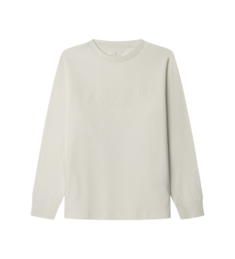Hackett London para niño. HK5000002 Camiseta Logo blanco (11Años= 146cm), Casual, Algodón, Manga larga, moda infantil