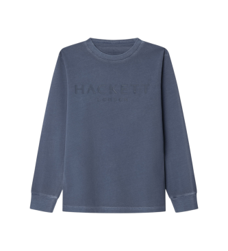 Hackett London para niño. HK5000002 Camiseta Logo azul (9Años= 134cm), Casual, Algodón, Manga larga, moda infantil