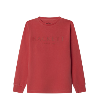 Hackett London para niño. HK5000002 Camiseta Logo rojo (5Años= 109cm), Casual, Algodón, Manga larga, moda infantil