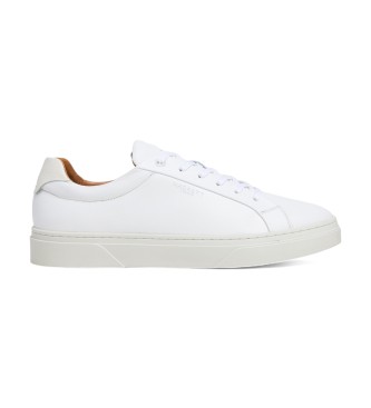 Hackett London para hombre. HMS21417 Zapatillas de piel Hackney Classic blanco (43), Plano, Cordones, Casual