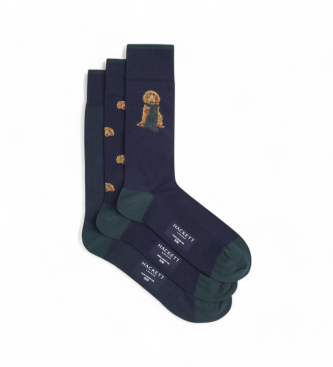 Hackett London para hombre. HMU30095 Pack 3 Pares de Calcetines Harry marino (M-L), Homewear, Algodón
