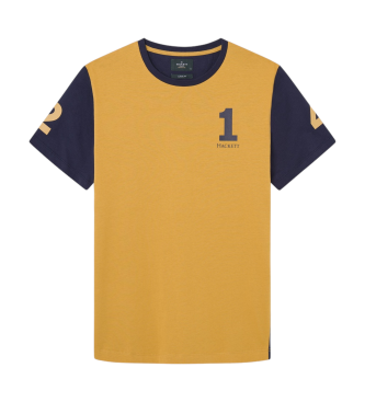 Hackett London para hombre. HM500840 Camiseta Heritage 1234 amarillo (L), Casual, Algodón, Manga corta