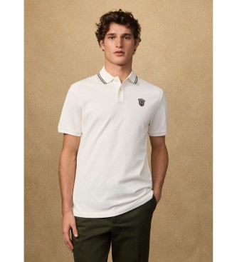Hackett London para hombre. HM5600082 Polo insignia fit clásico blanco (XXL), Casual, Algodón, Manga corta