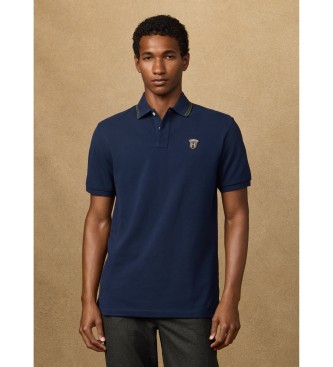 Hackett London para hombre. HM5600082 Polo insignia fit clásico marino (XS), Casual, Algodón, Manga corta