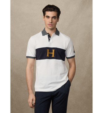 Hackett London para hombre. HM5600030 Polo Crest blanco (M), Casual, Algodón, Manga corta