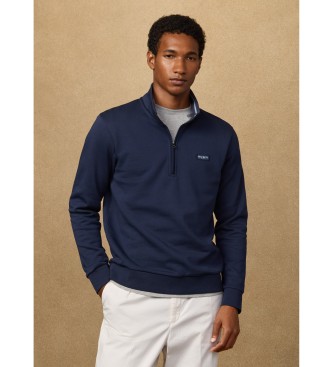 Hackett London para hombre. HM5800090 Sudadera cuarto de cremallera con logo mairno (XXL), Casual, Algodón, Marino
