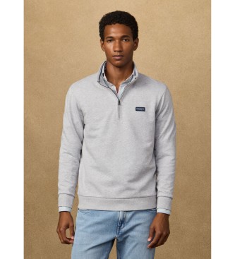 Hackett London para hombre. HM5800090 Sudadera cuarto de cremallera con logo gris (XS), Casual, Algodón