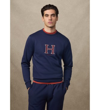 Hackett London para hombre. HM5800020 Sudadera Heritage H azul (M), Casual, Algodón