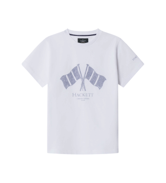 Hackett London para niño. HK5000048 Camiseta Heritage Flag blanco (5Años= 109cm), Casual, Algodón, Manga corta, moda infantil