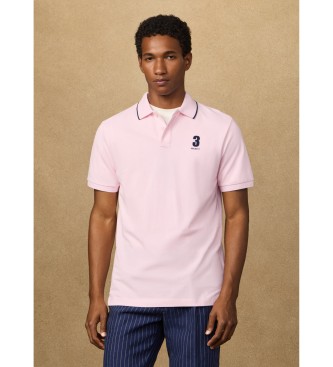 Hackett London para hombre. HM5600107 Polo con número fit clásico rosa (XL), Casual, Algodón, Manga corta