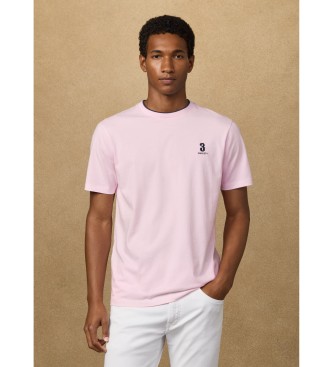 Hackett London para hombre. HM5000093 Camiseta número con logo fit clásico rosa (M), Casual, Algodón, Manga corta