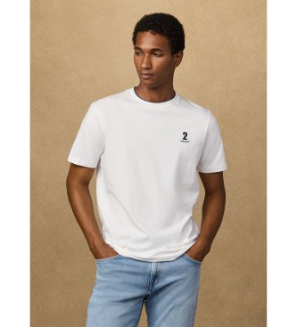 Hackett Londonvoor mannen. HM5000093 T-shirt nummer met classic fit logo wit (L), Casual, Katoen, Korte mouwen