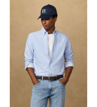Hackett London para hombre. HM3010686 Camisa Heritage Oxford azul (S), Blanco, Algodón, Clásico, Manga corta
