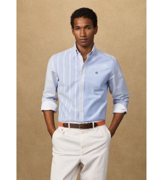 Hackett London para hombre. HM3010696 Camisa Heritage Patchwork Oxford azul (M), Casual, Algodón, Manga larga