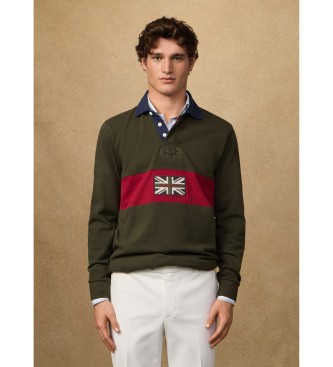 Hackett London para hombre. HM5700010 Polo rugby peaks fit clásico verde (3XL), Casual, Algodón, Manga larga