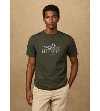 Hackett London para hombre. HM5000057 Camiseta peaks fit clásico verde (M), Casual, Algodón, Manga corta
