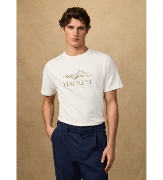 Hackett London para hombre. HM5000057 Camiseta peaks fit clásico blanco (XXL), Casual, Algodón, Manga corta