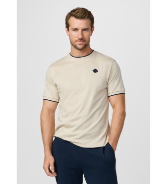 Hackett Londonvoor mannen. HM5000096 T-shirt met beige classic fit logo (3XL), Casual, Katoen, Korte mouwen