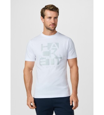 Hackett London para hombre. HM5000086 Camiseta gráfico en bloque con logo fit clásico blanco (XXL), Casual, Algodón, Manga corta