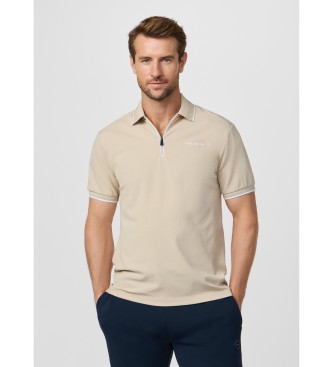 Hackett London para hombre. HM5600112 Polo city cremallera fit clásico beige (XL), Casual, Algodón, Manga corta