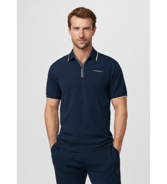 Hackett Londonvoor mannen. HM5600112 Polo city ritssluiting klassiek marine (S), Casual, Katoen, Korte mouwen, Marineblauw