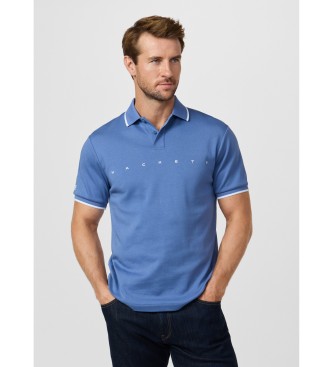 Hackett London para hombre. HM5600120 Polo con logo fit clásico azul (XXL), Casual, Algodón, Manga corta