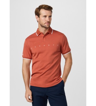 Hackett London para hombre. HM5600120 Polo con logo fit clásico naranja (L), Casual, Algodón, Manga corta