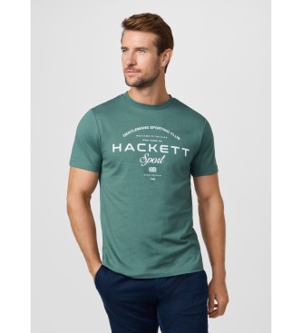 Hackett London para hombre. HM5000098 Camiseta gráfico club con logo fit clásico verde (XL), Casual, Algodón, Manga corta