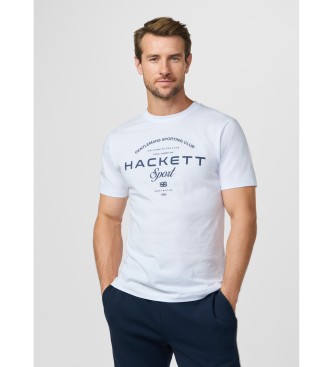 Hackett London para hombre. HM5000098 Camiseta gráfico club con logo fit clásico blanco (M), Casual, Algodón, Manga corta