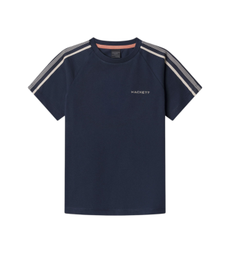 Hackett London para niño. HK5000037 Camiseta HS Tape azul (9años= 134cm), Casual, Algodón, Manga corta, Marino, moda infantil