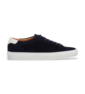 Hackett London para hombre. HMS200095 Zapatillas de Piel Idol Soft marino (44), Plano, Cordones, Casual